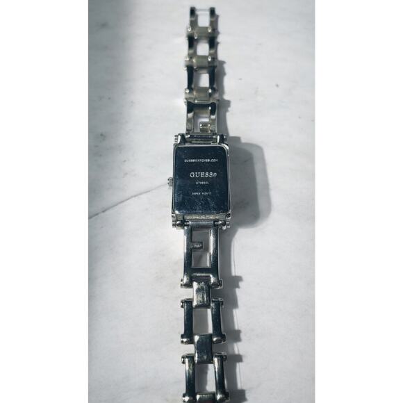 Guess Silver-Tone Crystal Tank-Style Bracelet Watch Rectangular Y2K Aesthetic - Picture 5 of 6